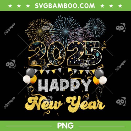 Happy New Year Party 2025 PNG, New Year Ballon Family Matching PNG