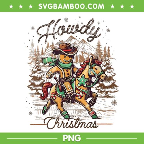 Howdy Christmas PNG, Gingerbread Man Cowboy PNG, Gingerbread Ride Horse Western PNG