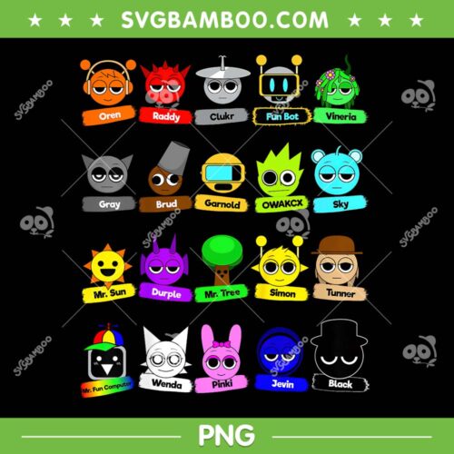 Sprunki 2025 PNG, Sprunki All Characters Face PNG