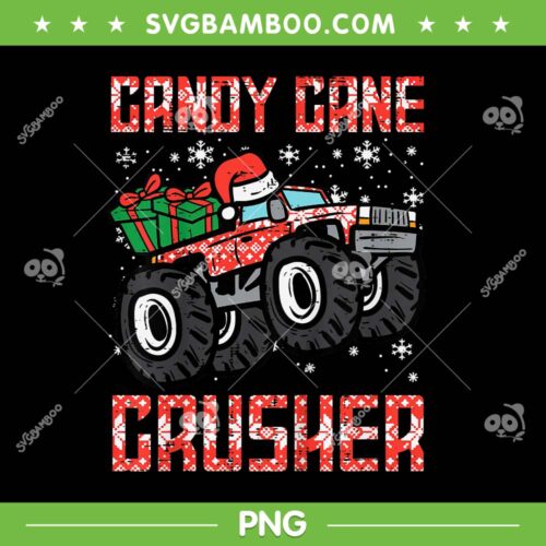Candy Cane Crusher PNG, Kids Christmas Monster Truck PNG