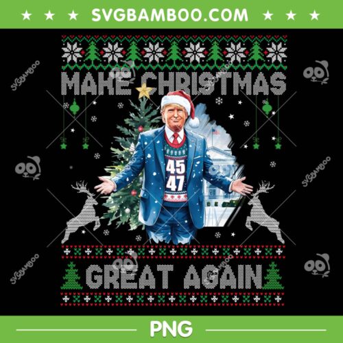 Make Christmas Great Again Ugly Sweaters PNG, Funny Trump 45 47 Xmas Ugly PNG