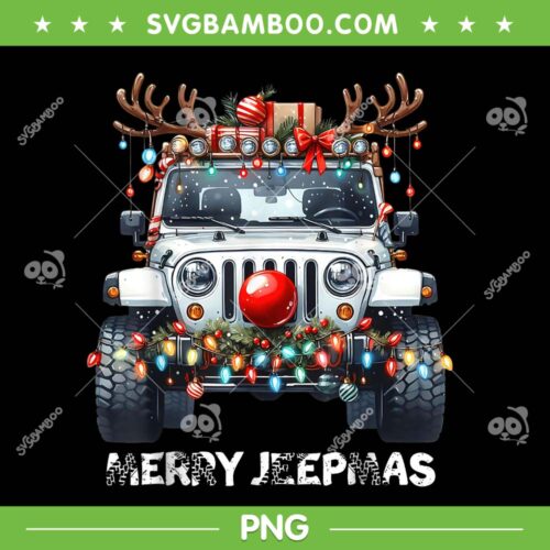 Merry Jeepmas Ugly Christmas PNG, Jeep Car Light Reindeer Xmas PNG