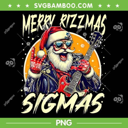 Merry Rizzmas Sigmas PNG, Cool Santa Rock Christmas PNG, Santa Rizzmas Sunglasses Xmas PNG