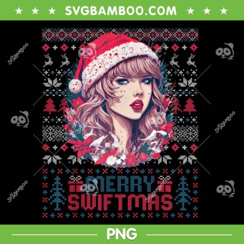 Merry Swiftmas Era Ugly Christmas PNG, Vintage Taylor Swift Ugly Sweater PNG