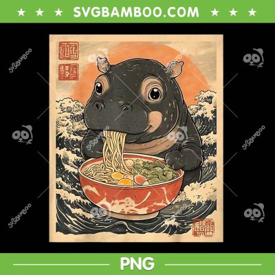 Moo Deng Eat Ramen PNG, Hippo Moo Deng Japanese Style PNG Moo Deng Eat Ramen PNG, Hippo Moo Deng Japanese Style PNG