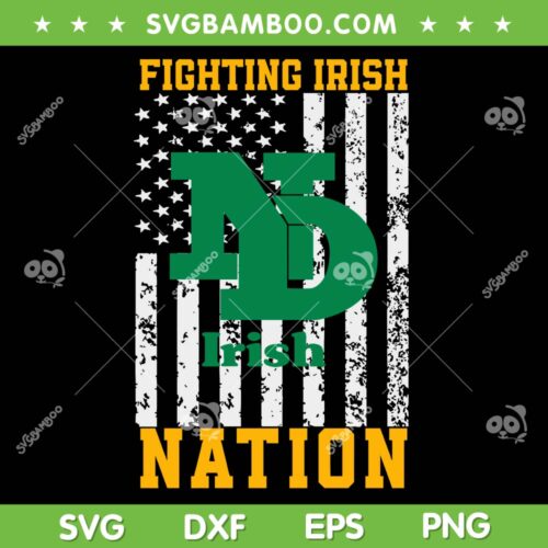 Notre Dame Fighting Irish Logo SVG, Notre Dame American Flag SVG PNG