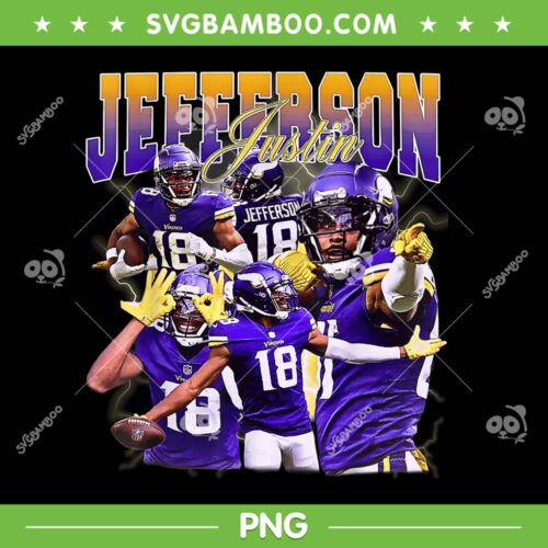 Retro Justin Jefferson 90s PNG, Vintage Lover Minnesota Vikings Design 90s PNG