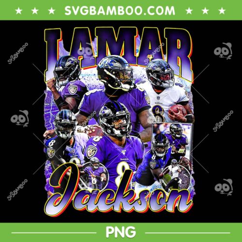 Lamar Jackson PNG, Baltimore Ravens Vintage Lover PNG, Lamar Jackson Design 90s Graphic PNG