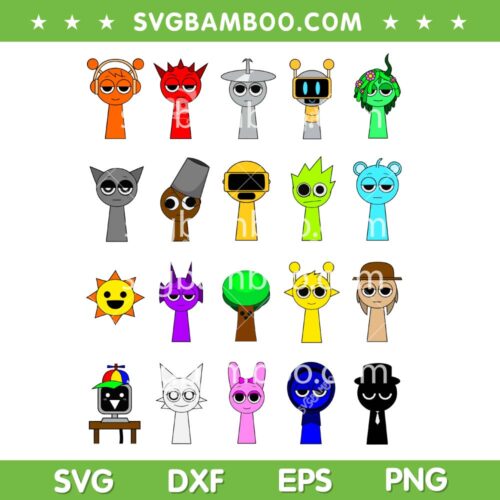 Sprunki Characters SVG Bundle, Kids Cute Sprunki 20 Toys Bundle SVG