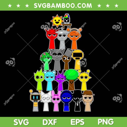 Sprunki Christmas Tree SVG PNG, Cute Sprunki Game Characters SVG