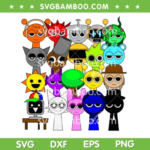 Whole Team Sprunki SVG PNG, Sprunki 20 Toys SVG, Game Characters Sprunki Incredibox SVG