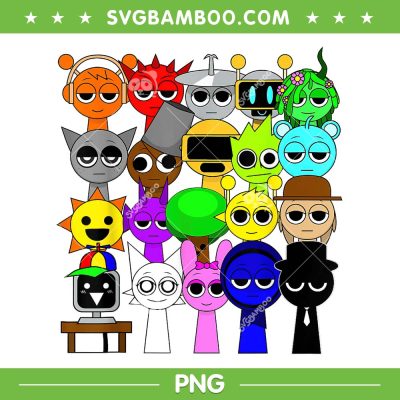 Whole team Sprunki PNG, Sprunki Game 20 toys PNG