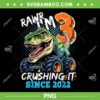 Rawr I'm 3 Crushing It PNG, 3rd Birthday Monster Truck Dinosaur PNG