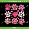 Dog Paw Print Heart Valentine PNG, Coquette Bow Dog Paw PNG, Mom Dog Lover PNG