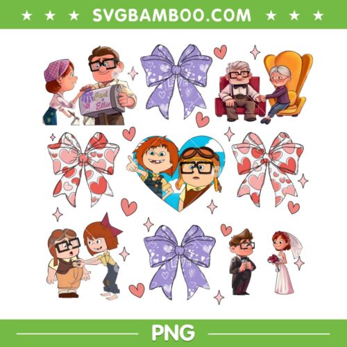 Coquette Bow Up Movie PNG, Carl and Ellie Valentine PNG