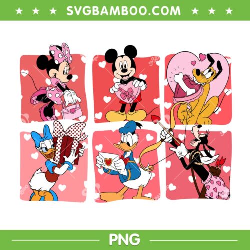 Disney Mouse and Friends Valentine Heart PNG, Mickey Minnie Mouse Frame Valentine PNG
