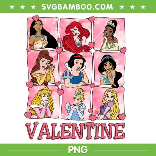 Disney Princess Characters Valentine PNG, Ariel Princess Valentine Day PNG