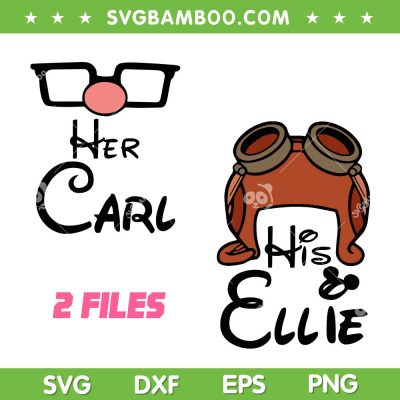Her Carl His Ellie SVG PNG, Disney Up Movie Valentine SVG