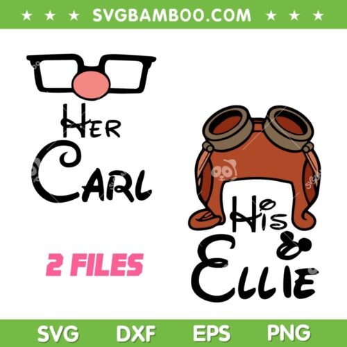 Her Carl His Ellie SVG PNG, Disney Up Movie Valentine SVG