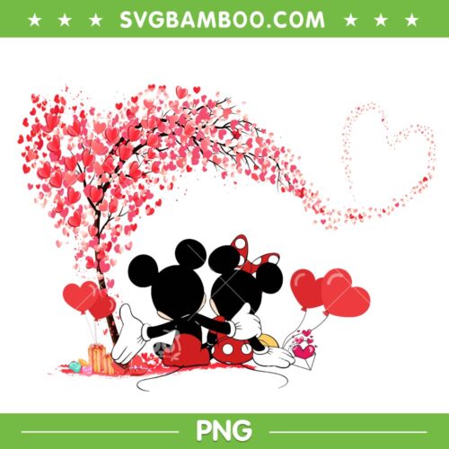 Mickey Mouse Valentine Tree Heart PNG, Disney Mickey Minnie Mouse Love Valentine PNG