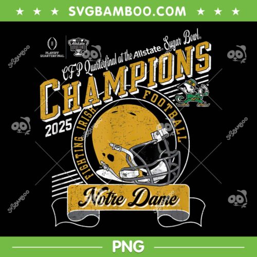 Notre Dame Sugar Bowl Champions 2025 PNG, Notre Dame Fighting Irish Football Champs PNG