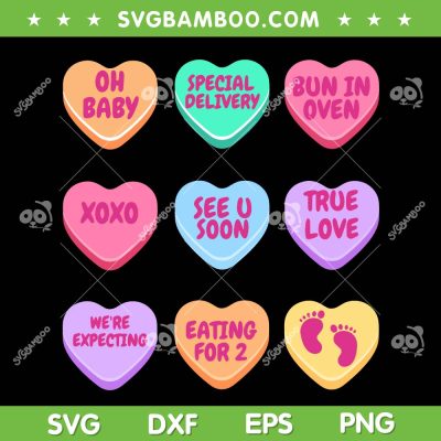 Pregnancy Announcement Candy Hearts SVG, Valentines Baby Reveal SVG PNG