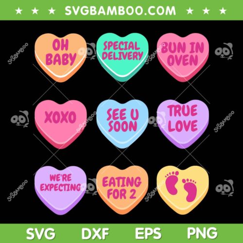 Pregnancy Announcement Candy Hearts SVG, Valentines Baby Reveal SVG PNG