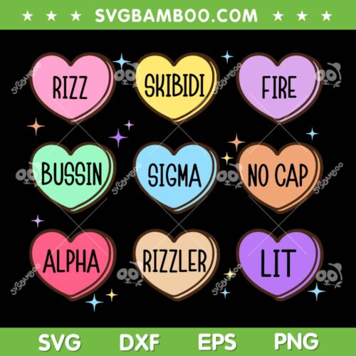 Skibidi Valentine's Day Candy Heart SVG, Funny Valentine Rizz Skibidi SVG PNG