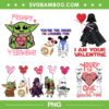 Star Wars Valentine Day Bundle PNG, Baby Yoda Mandalorian Valentine Heart PNG Bundle