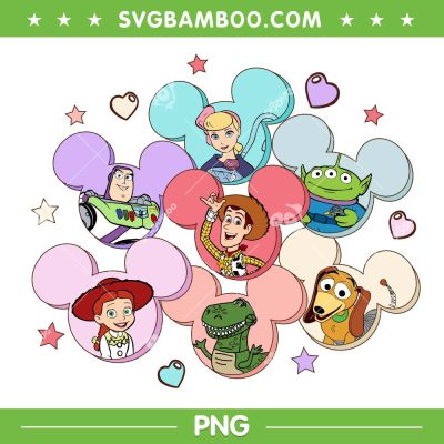 Toy Story Mickey Ear Valentine Heart PNG, Disney Toy Story Character Valentine Day PNG