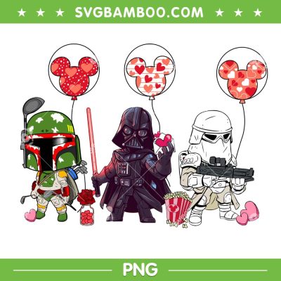 Star wars Stormtrooper Valentine PNG, Chibi Darth Vader Disney Mouse Heart PNG