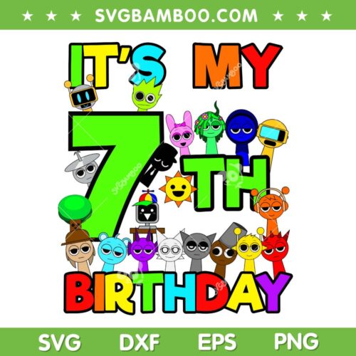 Sprunki 7th Birthday SVG PNG, Birthday Sprunki Party 7 year old SVG