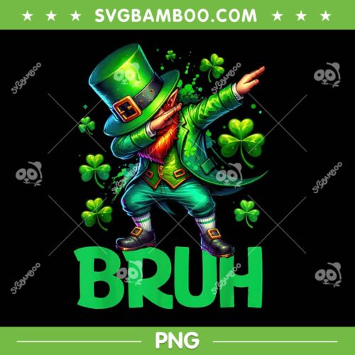 Bruh St Patricks Day PNG, Dabbing Leprechaun Bruh PNG