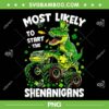 Dinosaur Monster Truck Shenanigans PNG, T-rex Driving Truck St Patricks Day PNG