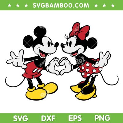 Mickey and Minnie Heart Hands SVG PNG, Disney Valentine Mickey Minnie Mouse SVG