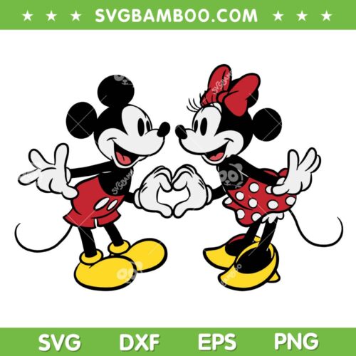 Mickey and Minnie Heart Hands SVG PNG, Disney Valentine Mickey Minnie Mouse SVG