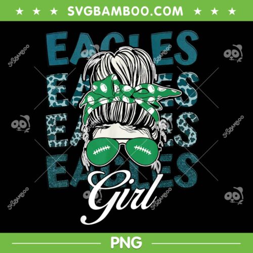 Eagles Girl Messy Bun PNG, Women Girls Philadelphia Eagles PNG
