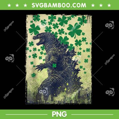 Godzilla Kaiju St patrick Day PNG, Godzilla Shamrock Art PNG