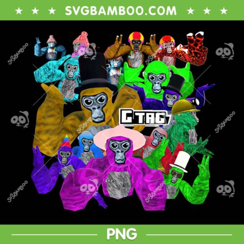 Gorilla Tag Birthday Decorations PNG, Monke Tag VR Characters PNG