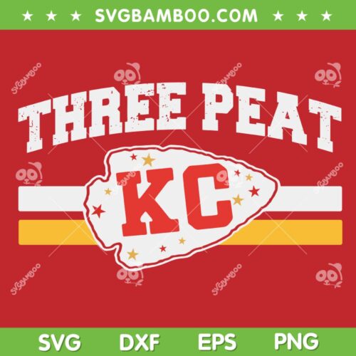 Chiefs Three Peat SVG PNG, Kansas City Chiefs Sunday Game Day SVG, Retro 3-Peat Champ SVG