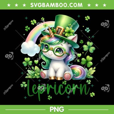 Kids Unicorn Shamrock Patricks Day PNG, Leprechaun Lepricorn St Patricks Day PNG