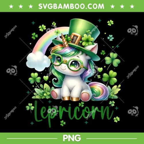 Kids Unicorn Shamrock Patricks Day PNG, Leprechaun Lepricorn St Patricks Day PNG