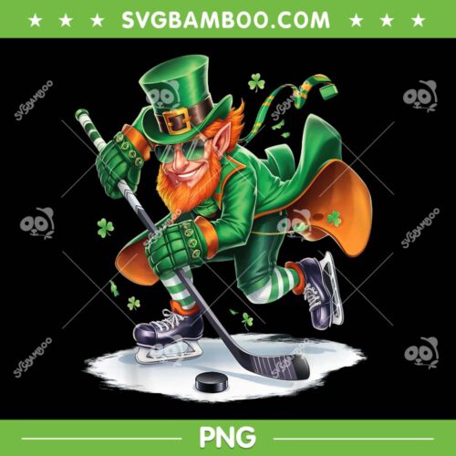 Leprechaun Playing Hockey PNG, St Patricks Day Leprechaun Sport PNG
