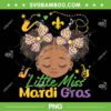 Little Miss Mardi Gras PNG, Afro Messy Bun Girls Mardi Gras PNG