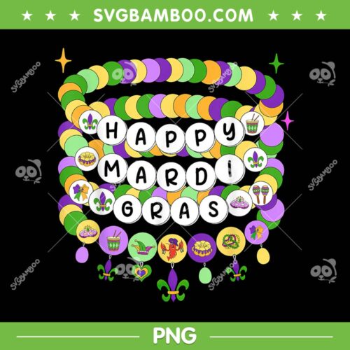 Mardi Gras Friendship Bracelet PNG, Kids Mardi Gras Beads PNG