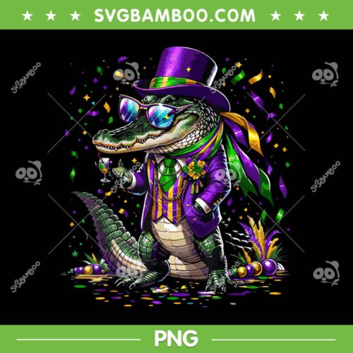 Mardigator Mardi Gras PNG, Men Alligator Costume PNG, Men Women Mardi Gras Party PNG