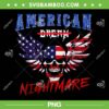 American Dream Nightmares PNG, Vintage Skull American Flag PNG