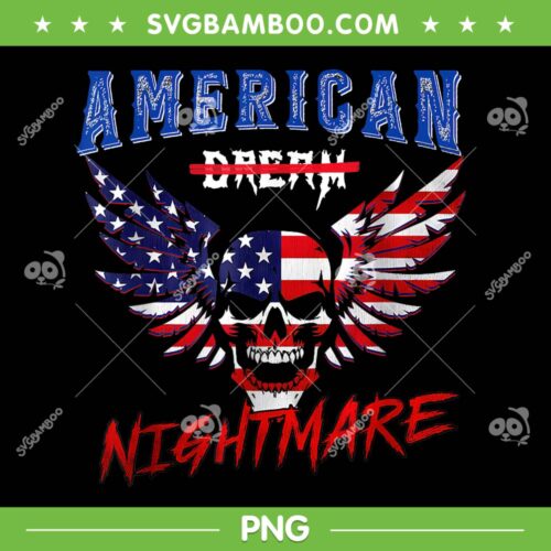 American Dream Nightmares PNG, Vintage Skull American Flag PNG