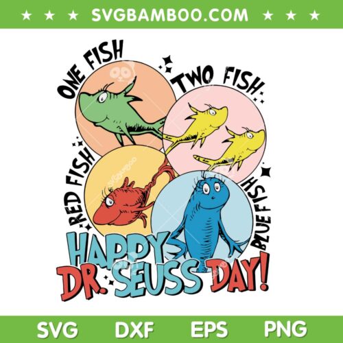 One Fish Two Fish SVG, Dr Suess Red Fish Blue Fish SVG PNG