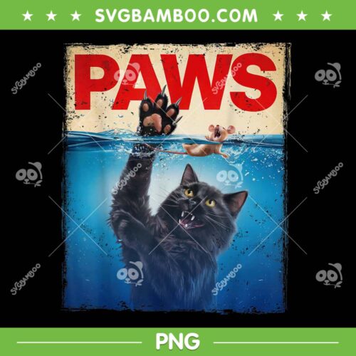 Paws Parody Black Cat PNG, Cat Chasing a Cute Scared Mouse PNG